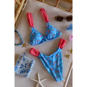 Women's Summer Romance Blue Bikini Bottom - Bikini Swimwear for Beach & Bathing Suit Use, Beach Bikinis