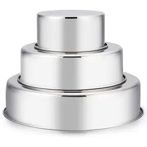 Steel Cake Pan Set of 3 (4/6/8 inch) for Baking Round Layer Cakes