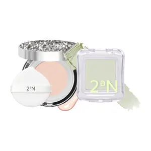 2aN Glass Skin Duo Set – Cushion Foundation & Glass-Like Highlighter for Natural, Radiant Makeup (#17 Pure Ivory)