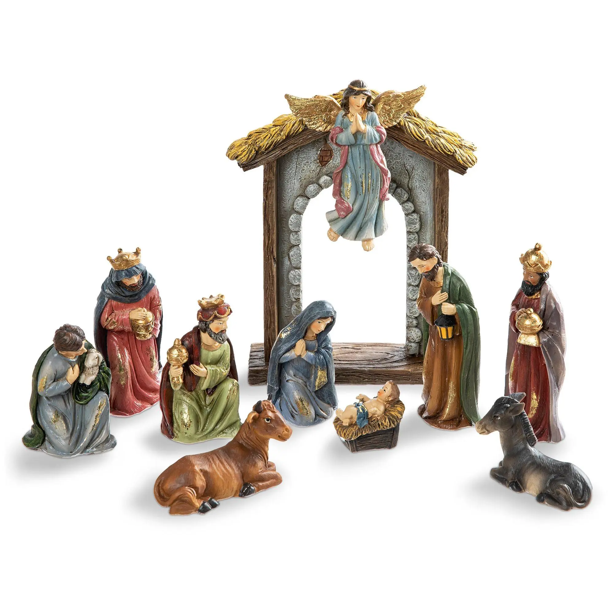 Glitzhome Oversized Deluxe Resin Nativity Figur ine Set S/11