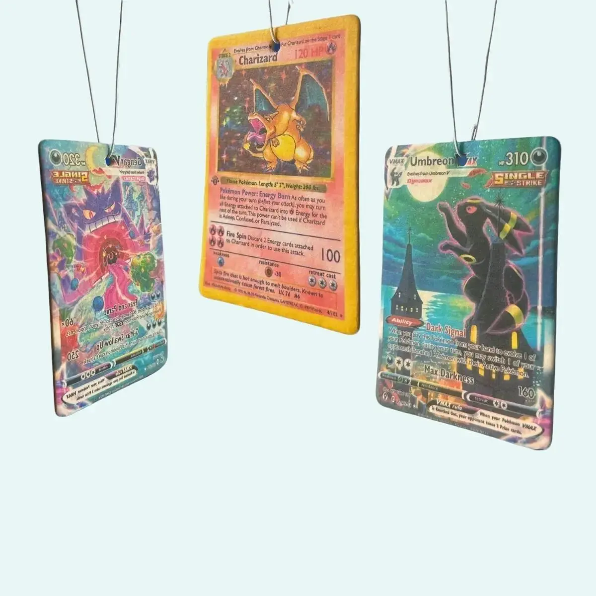 Pokémon Card Car Air Freshener - Charizard Black Ice, Umbreon New Card Smell, Gengar Grape Scents Car Fragrance Car Scent Bomb
