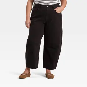 Women's High-Rise Easy Barrel Ankle Jeans - Universal Thread Black Wash 6