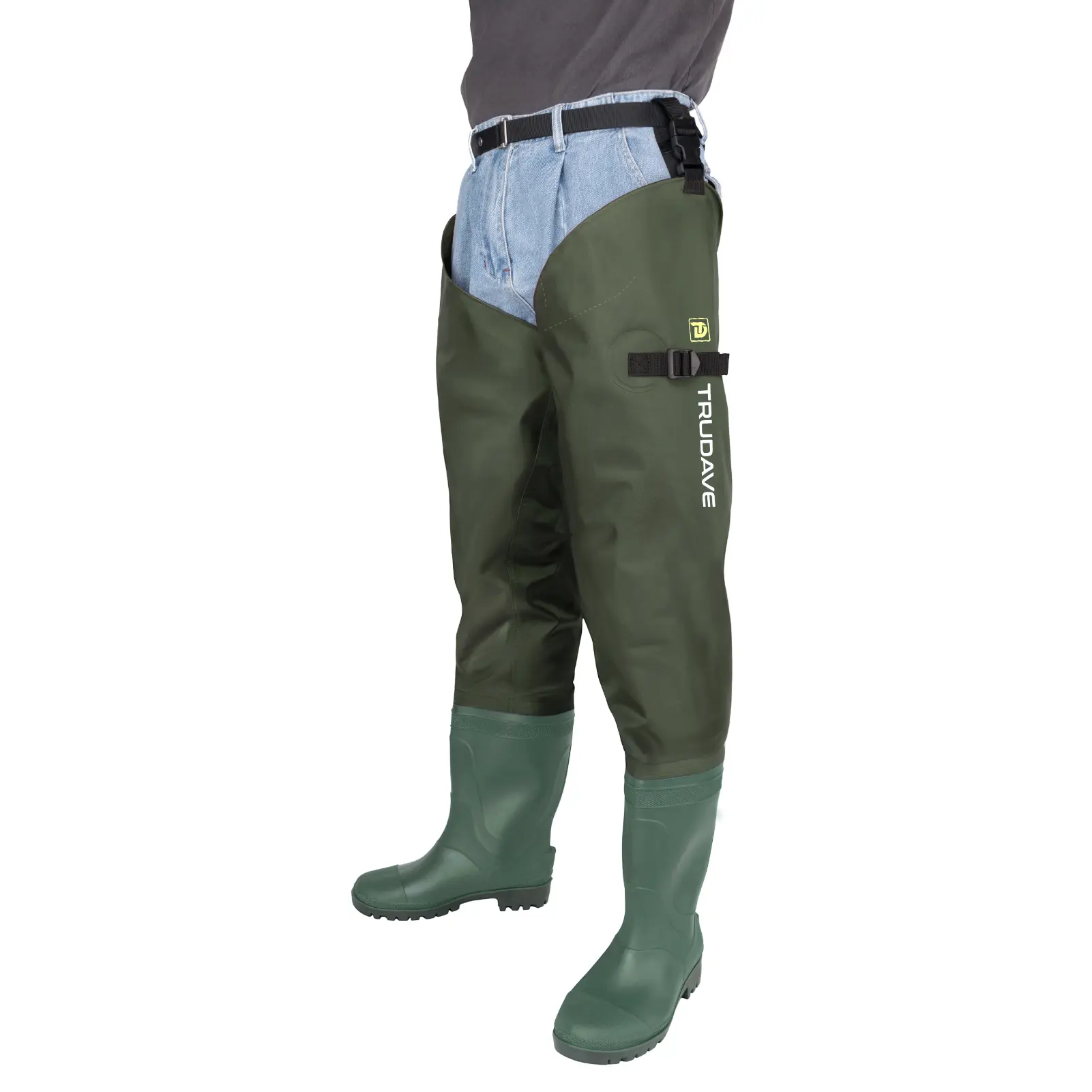 Trudave Hip Waders for Men Waterproof, Hip Boots for Women, 2-Ply PVC/Nylon Bootfoot Hip Waders for Fishing & Hunting Comfortable Lightweight Rainproof