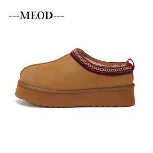 Women's Snow Boots Footwear Flipflop Soft Leather Mini Platform Slippers Slides  Shoes With Fluffy Fur Casual Fuzzy Slip-On Slides Soles Winter Autumn Warm Outdoor  Suede With Box 36-42