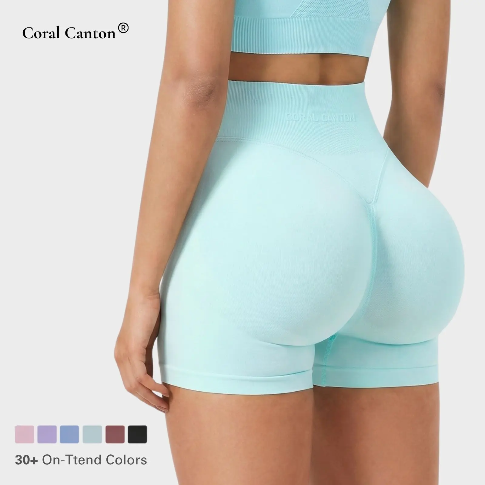 Coral Canton Sports Shorts High Waistband Butt Lifting BackToSchool Coral Canton Sports Shorts High Waistband Butt Lifting BackToSchool