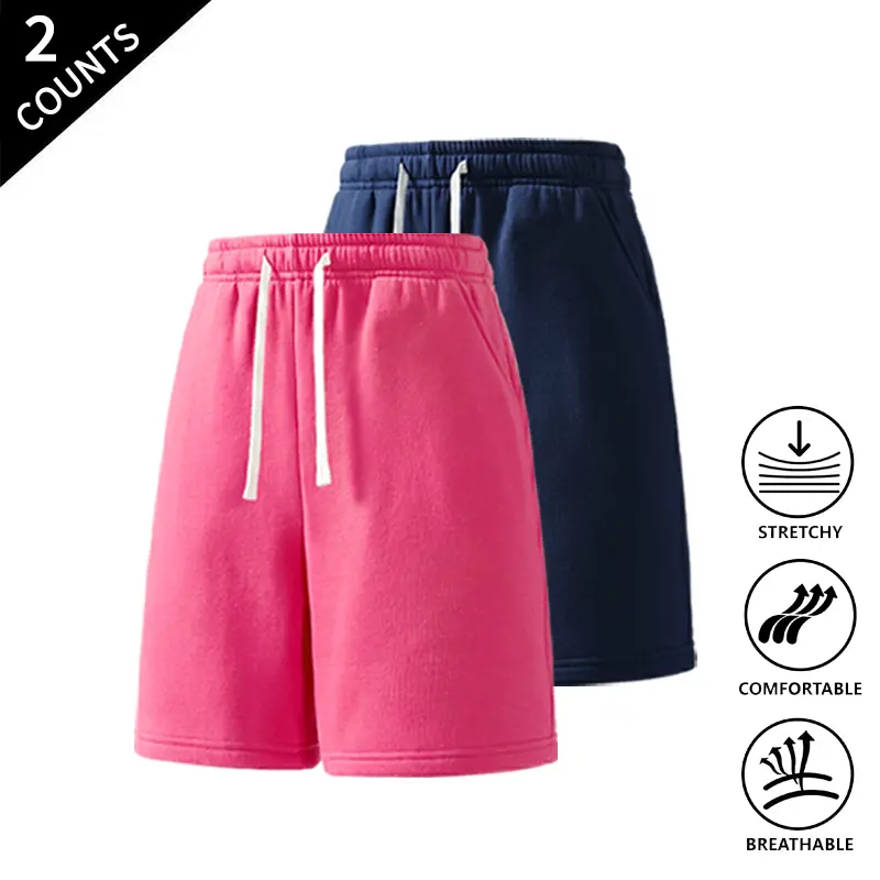 2-Pack Summer Vibes Men’s Soft Casual Shorts — elastic drawstring, stretchy, breathable athletic lounge shorts for summer daily gym workouts