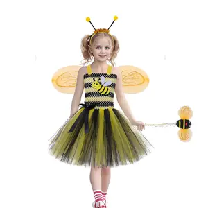 Kawell Bee Costume Set for Girls Halloween Birthday Christmas Party Dress Up with Tutu Skirt and Wings