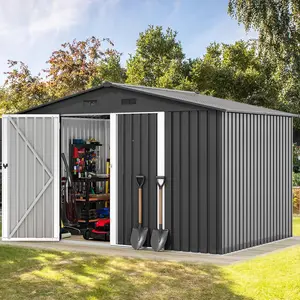 【Dealsforyoudays】Yitahome 10x8FT Large Metal Outdoor Storage Shed, Heavy Duty Tool Storage Sheds for Backyard Patio Lawn, Ideal for Bicycles, Garden Tools, and Lawn Equipment, Easy Assemble