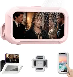 360° Rotatable Retractable Adjustable Shower Phone Case Holder,Anti-fog HD & sensitive screen ,Wall Mounted Phone Holder for Bathroom Mirror Bathtub Kitchen,Shower Accessories