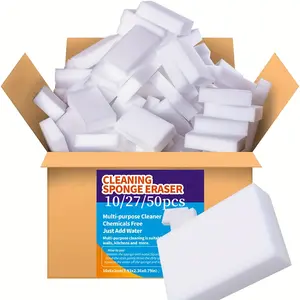 100 Pack Magic Cleaning Sponge Eraser, Premium Melamine Sponge Foam Cleaning Pad, Dishwashing Sponge, Household Cleaning Scratch Sponge for Kitchen, Bathroom, Furniture & Floor Wall (White)