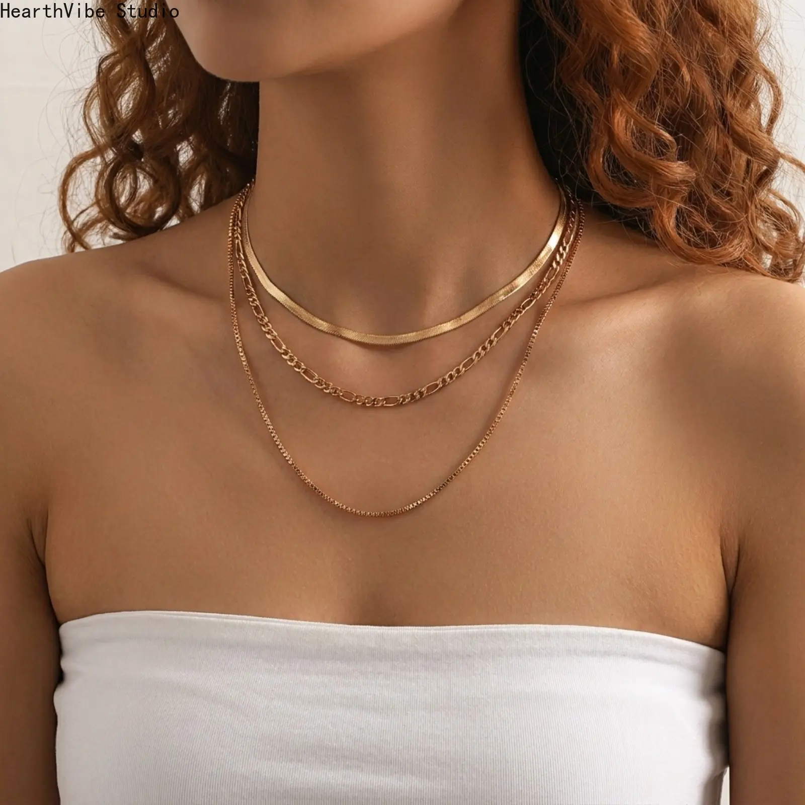Opium Aesthetic Multi-Layer Chunky Chain Choker | Edgy Geometric Punk Statement Necklace, Air-Light Anti-Tangle Y2K Baddie Clubbing Body Jewelry