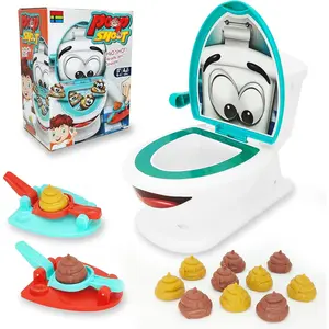 Poop Toys, Famliy Shooting Game, Funny Creativity Family Game, for 4-10 Year Old Kids Boy Girl, Include 1 Toilet Bowl, 2 Dexterity Launchers, 12 Soft Plastic Toy