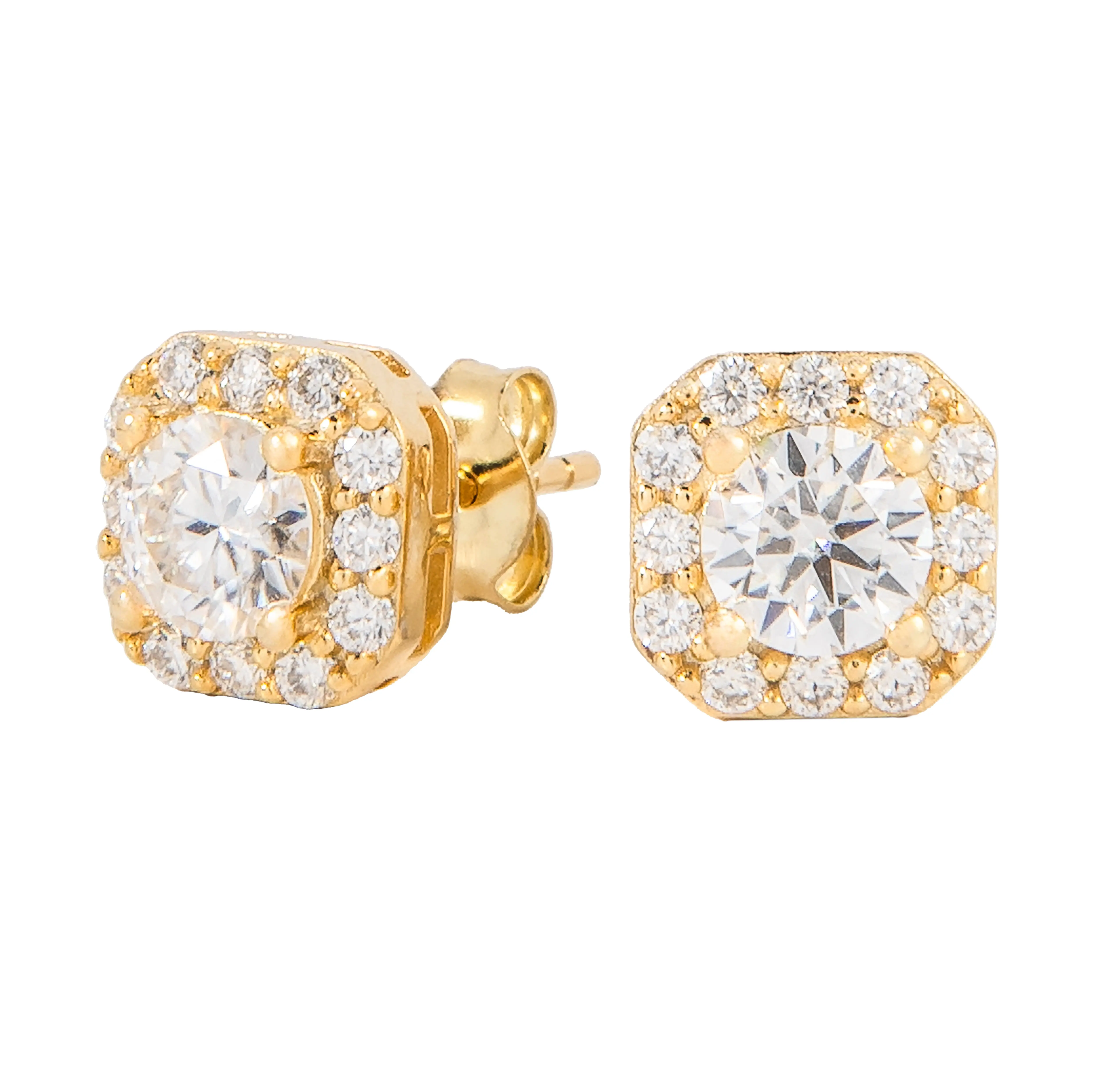 GLD Micro Clustered Moissanite Earrings in Yellow Gold Vermeil - Perfect Gift #tiktokshopsummersale