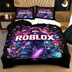 Game Roblox robot pattern duvet cover, Gaming Theme bedroom decoration for children and young people, perfect gift for gaming enthusiasts, including 1 bed duvet cover and 1 or 2 pillowcases without core and pillow