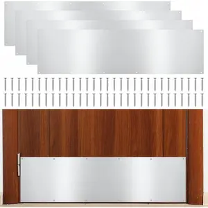 4 Pcs Rectangular Aluminum Door Kick Plates with Satin Finish for Exterior Interior Doors Protection Decoration, 34 x 8 Inch, Sliver Gray