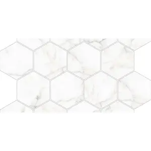 3 In. X 3 In. Mosaic Core White Polished Porcelain - Hexagon Wall & Floor Tile (5.49 Sqft/Case)