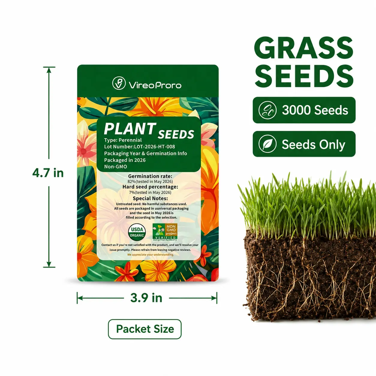 Lawn Bare Spot Repair Grass Seed, 3000 Count, Lawn Seeds for Small Patch Repair, Yard, Garden & Outdoor Areas