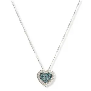 Colleen Lopez Blue and White Diamond Heart Necklace