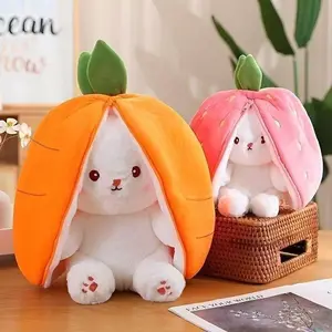 Soft Strawberry Carrot Bunny Plush Toy Three Forms Adorable Stuffed Animal for Kids Gift Cute Stuff Chip Strawberry Plush
