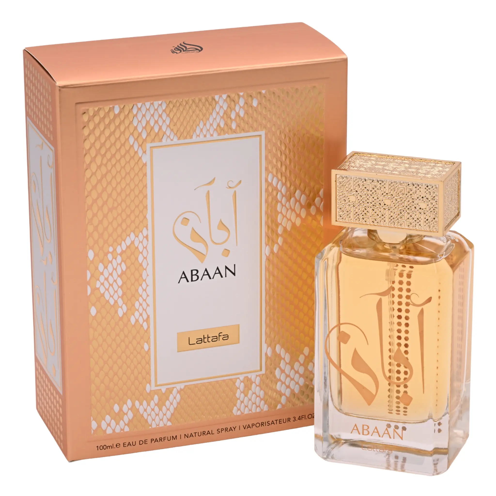 Lattafa Abaan Eau de Parfum Spray, 3.4 oz, Elegant Alluring Unisex Fragrance with a Woody Aromatic Profile and Energizing Top Notes, Elegant Alluring Fragrance, 10Ml, Contains Aerosol, Unisex Wear, Edp