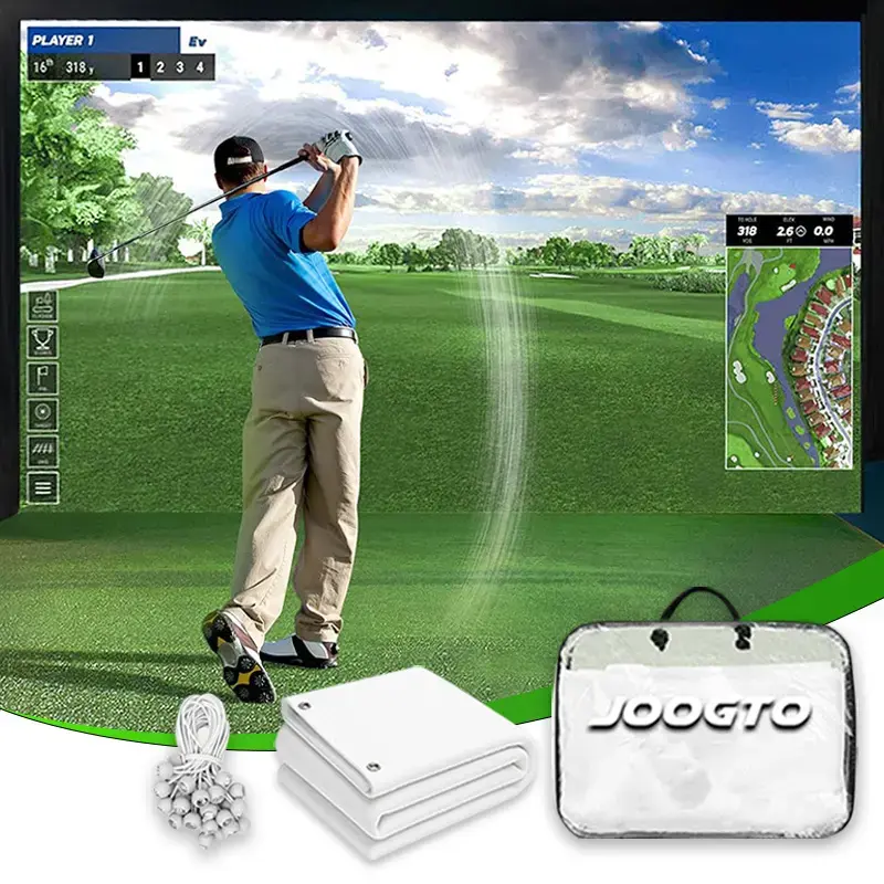 Golf simulator impact screen: 7mm thickened golf impact screen, suitable for indoor/home/garage training - Ultra HD 10-foot impact screen with 32 grommets, available in 5 sizes.