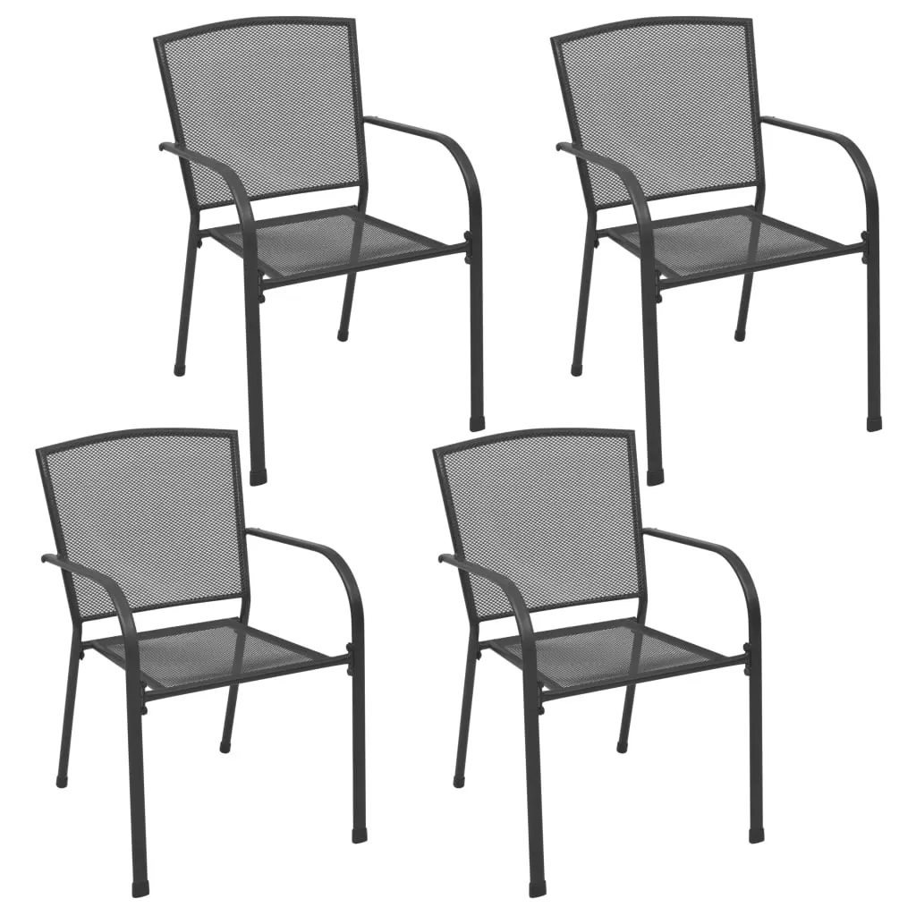 vidaXL Stackable Patio Chairs Outdoor Stack Chair with Metal Frame Steel Gray 294583