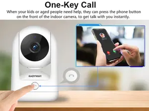 Indoor Security Camera with 1-Key-Call, Surveillence Camera with Motion Tracking,