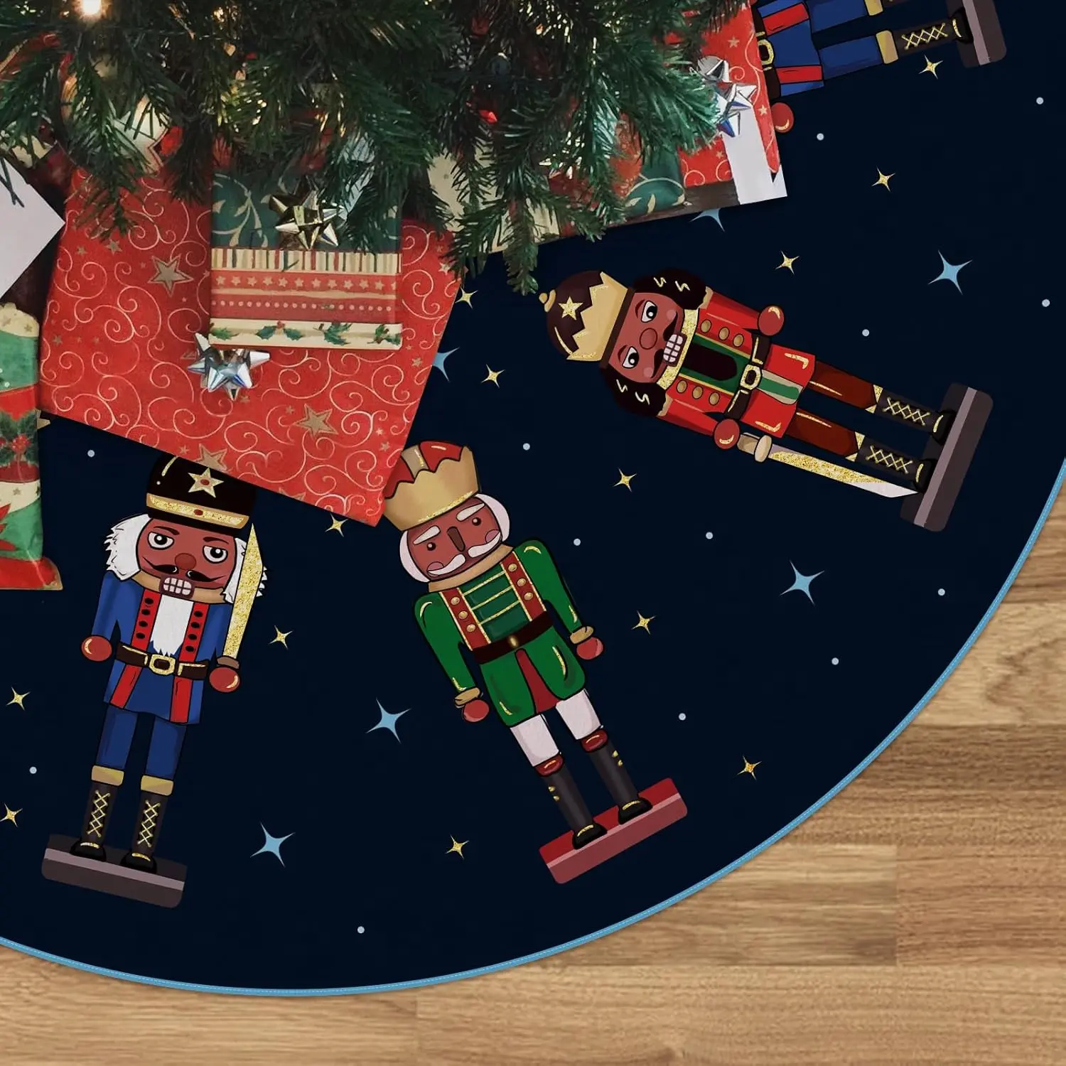Christmas Tree Skirt Navy Blue Tree Skirt Nutcracker Christmas Xmas Winter Tree Skirt 48 Inch for Christmas Indoor Outdoor Decorations