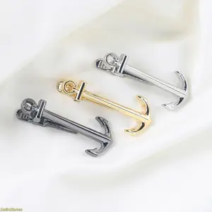 2026 new electroplated gold and silver gun black anchor tie clip hot-selling fun metal men's tie clip