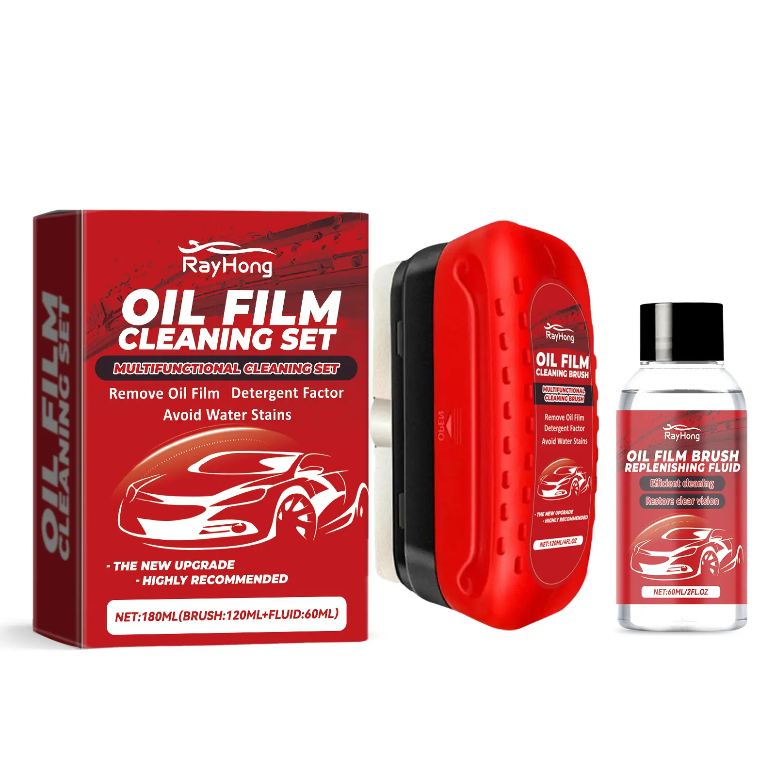 Rayhong Window Crystal Clear Glass Cleaner Set, Anti-Rain Decontamination Cleaning Window Glass Cleaning Brush