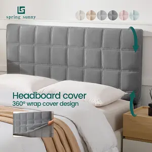 1 PC Bed Headboard, Upholstered Headboard, Thicken Headboard Slipcover Quilted Headboard, Protector Cover Thicken Quilted Cover Elastic Plush Bed Head Slipcover for Full Size Bed Washable Headboard Protector, for Bedside Decoration (Gray)