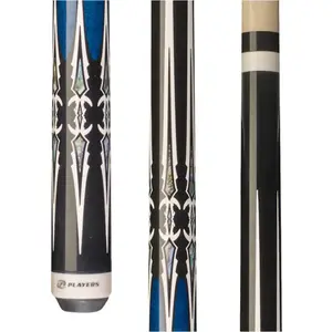 Players 20oz Maple Wood Billiards Cue, Black and Blue Wrapless Grip, Slip Stroke Design for Billiards & Snooker Sports