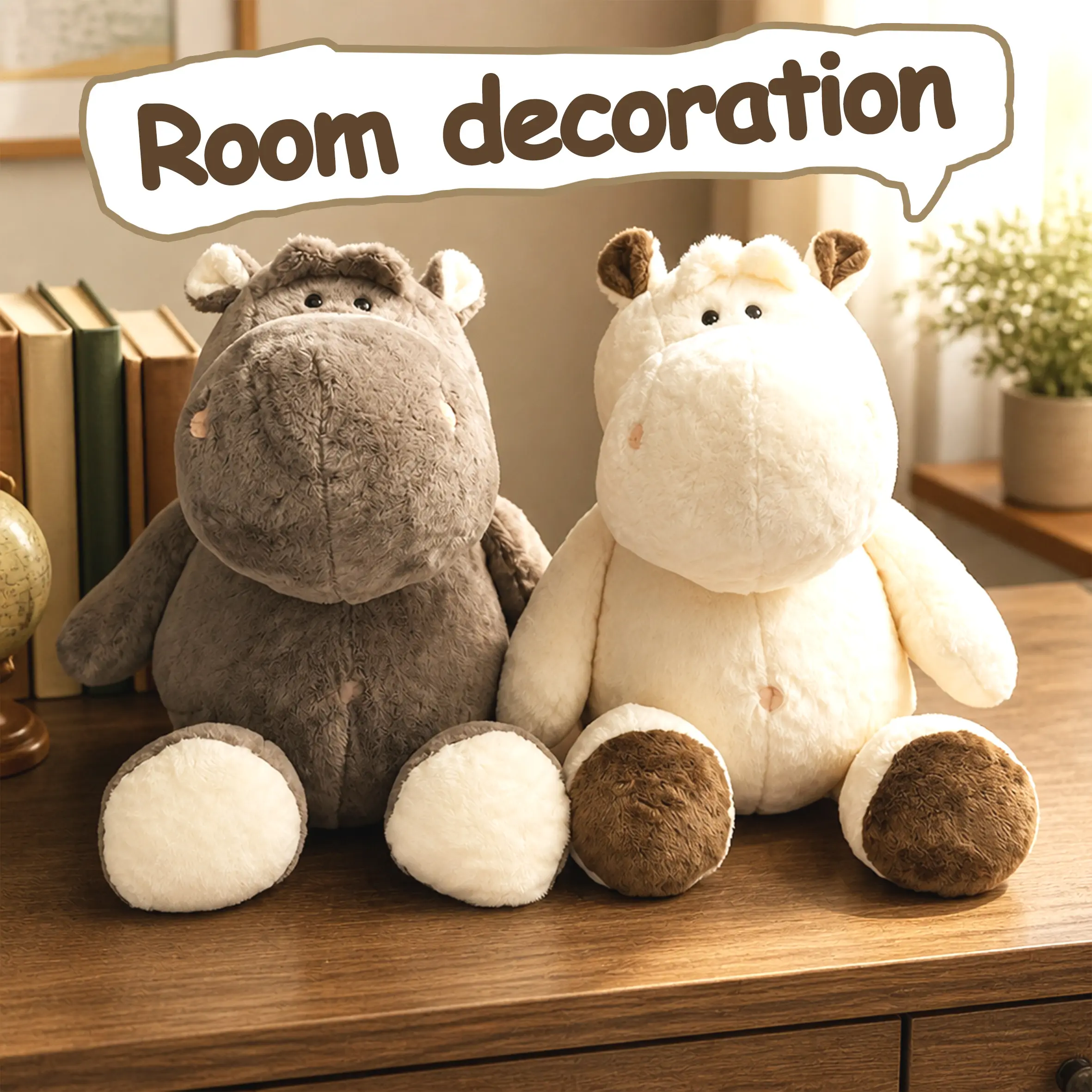 17.7in Cute Plush Fat Hippopotamus Doll - Soft Touch Stuffed Toy for Kids' Birthday Gift, Home Decoration