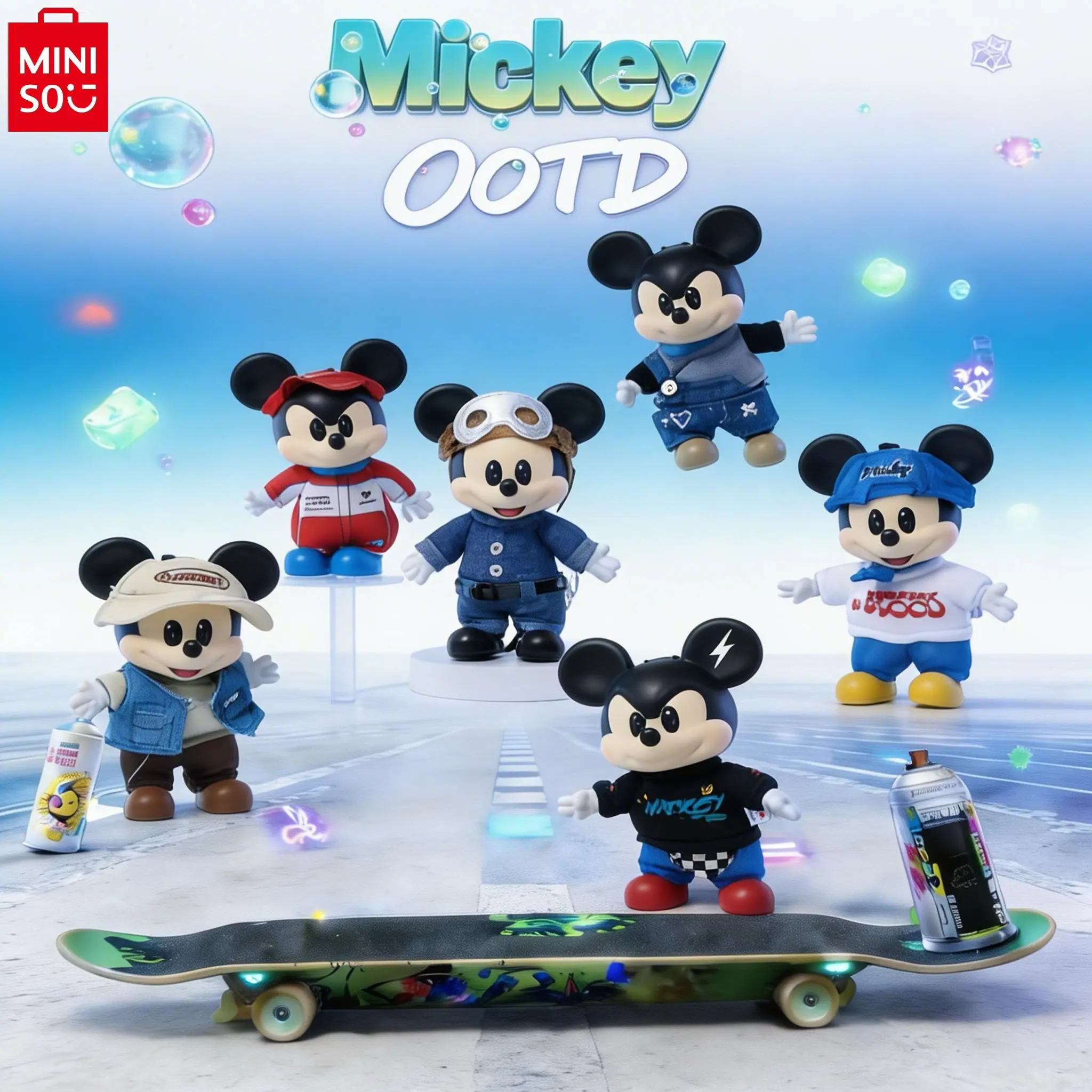 Disney Mickey OOTD Theme Vinyl Plush Keychain - Bag Charm, Figurine Box Accessory, Collectible Pendant for Travel Bags, Cute Gift for Girls & Fans, Bag Charms, Back To School