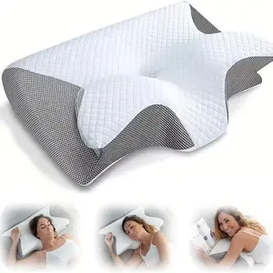 Miyubest Memory Foam Neck Pillow, Dual Function Multi-Use, Side Abdominal Support, Cool Breathable, Supportive Memory Foam, Contoured Memory Foam, Adjustable Curve Memory Cotton Pillow