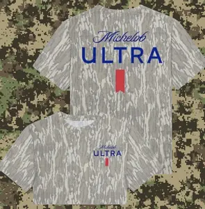 Michelob Ultra Mossy Oak Bottomland Camo Tee | Men's Washed Out Hunting Shirt | Original Stretchy T-Shirt for Men Women, 3D Camo Style T-Shirt, Fanmade Design