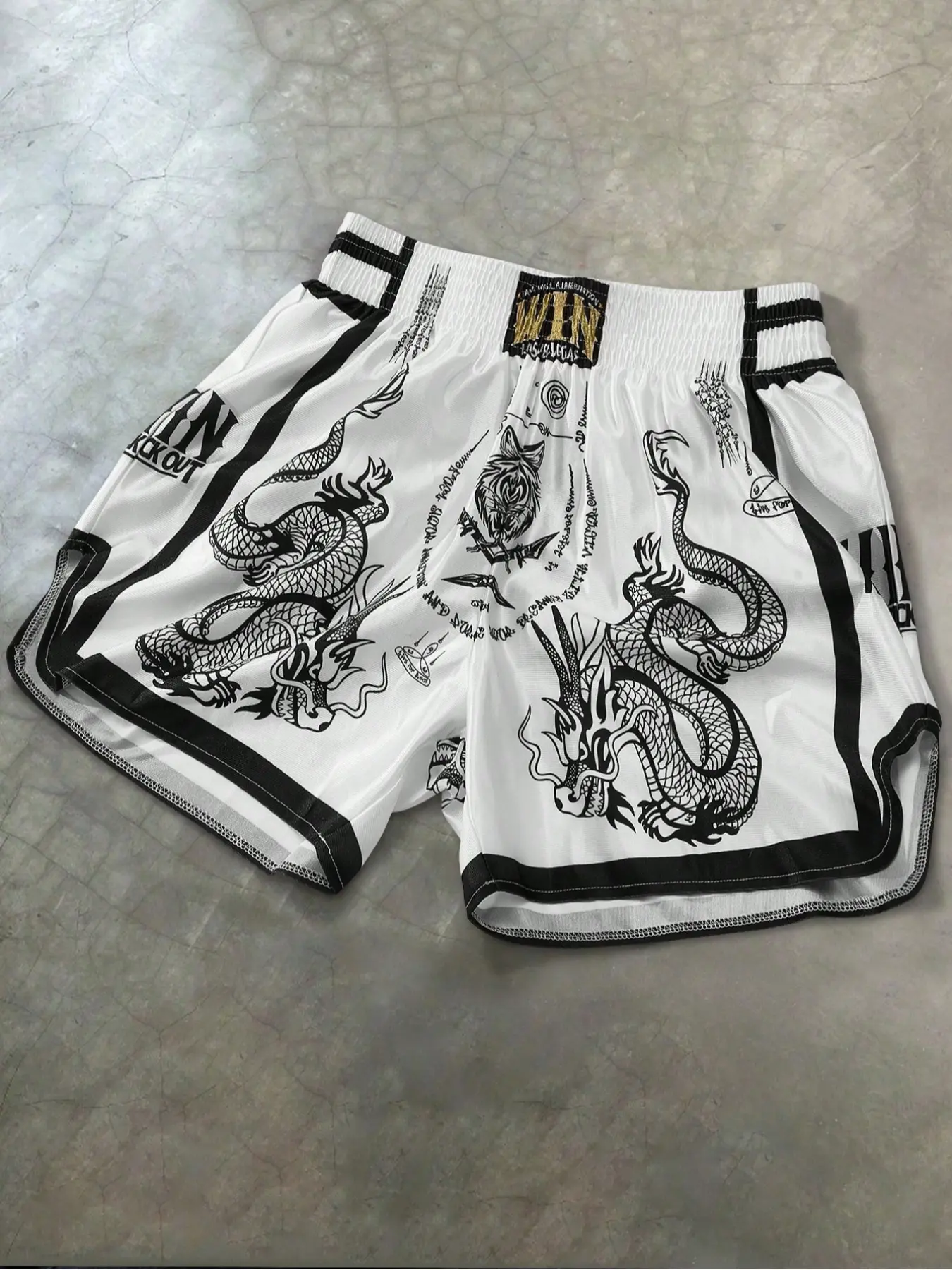 Men's Sporty Shorts with Dragon Design, High Waist Elastic Fit, Smooth Material, Ideal for Basketball & Fitness Activities, Multiple Colors Available, Streetwear Sports Shorts, Athletic Training Shorts