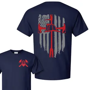 Firefighter Brotherhood T-Shirt, Thin Red Line Fire and Rescue Graphic Tee, Soft Cotton Blend Shirt for Men & Women, Patriotic First Responder Gift