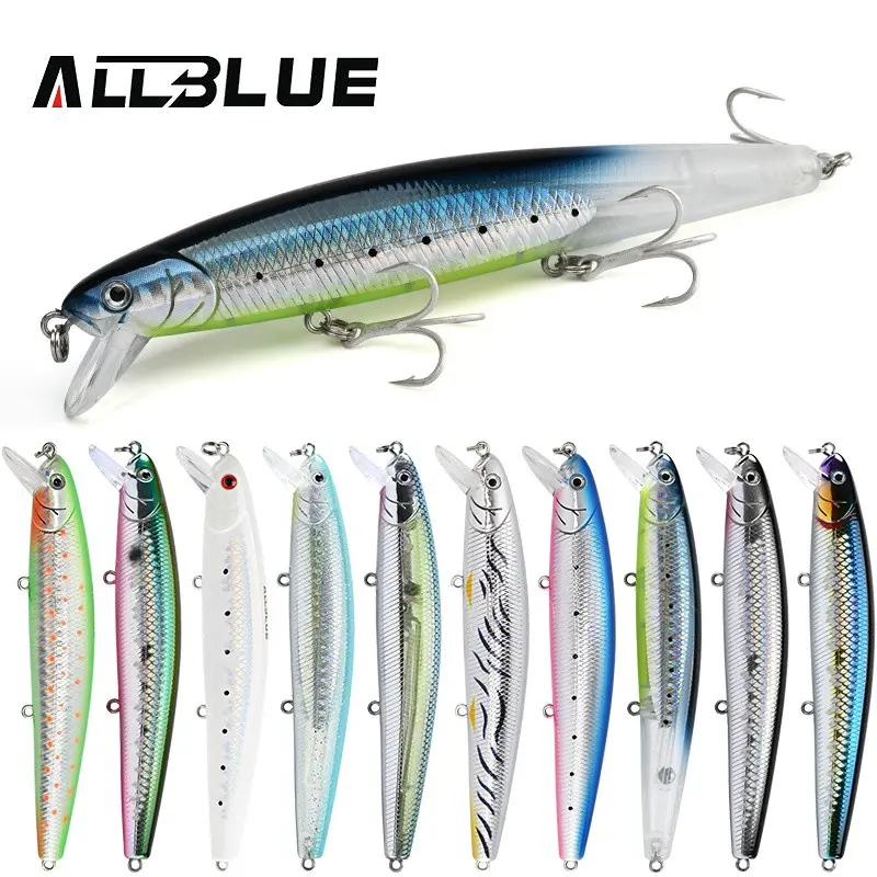 ALLBLUE Flash Minnow 110 Fishing Lure 110mm 5/8oz Glow Jerkbait Wobbler Slow Suspending Plastic Artificial Bait Bass Pike Tackle Artificial Fishing Lures