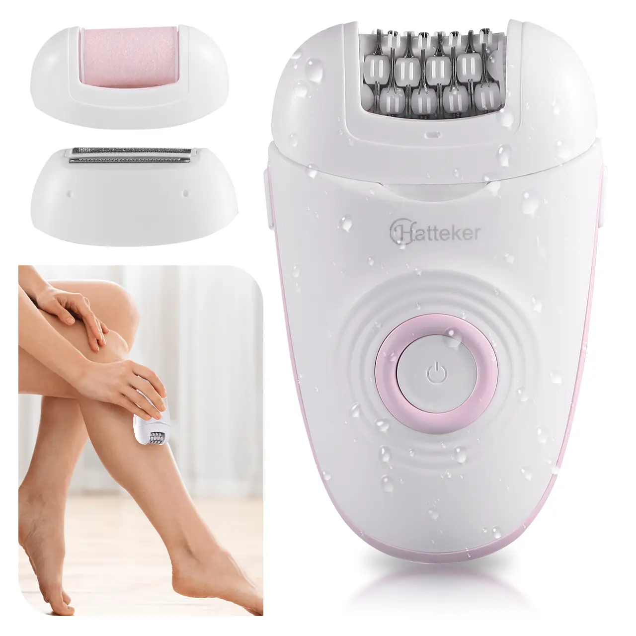 3-in-1 Electric Epilator for Women, Waterproof Bikini Shaver & Body Hair Trimmer for Arm, Leg, Underarm & Bikini, Portable Foot Grinder, Painless Hair Removal Tool, Waterproof Cordless Shaver