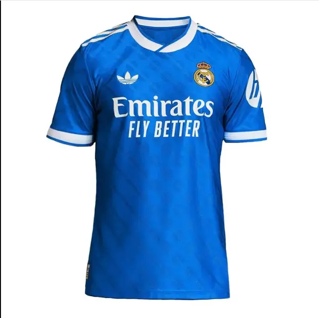 Mens Blue Textured Soccer Jersey – Short Sleeve Athletic Football Fan Shirt