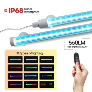 LED Aquarium Light Strip Color Changing Effect, USB Powered RGB Aquatic Fish Tank Lamp, 4 Key Control Timer, 18 Adjustable Brightness