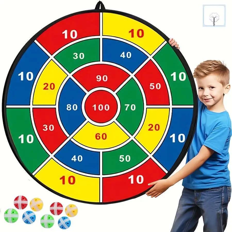 Random Color Sticky Ball Dart Board with 12pcs Small Balls (1 Set), Indoor Sports Dart Board Toy, Parent-child Interactive Toy Sports Game