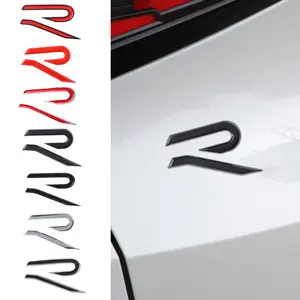 Car New R Logo Decals Side Body Trunk ABS Stickers For Volkswagen VW Golf 4motion MTM Blue Motion Polo Scirocco CADDY Beetle Passat Touareg Jetta Tiguan Touran TSI TDI R32 MK4 Sticker For Cars Vehicle Exterior Decoration Car Accessories Stylish Car Merch