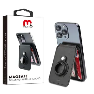 MyBat Pro Magnetic MagSafe Foldable Card Holder with Tracker Case for Apple AirTag, Easily Mount Compact Phone Stand