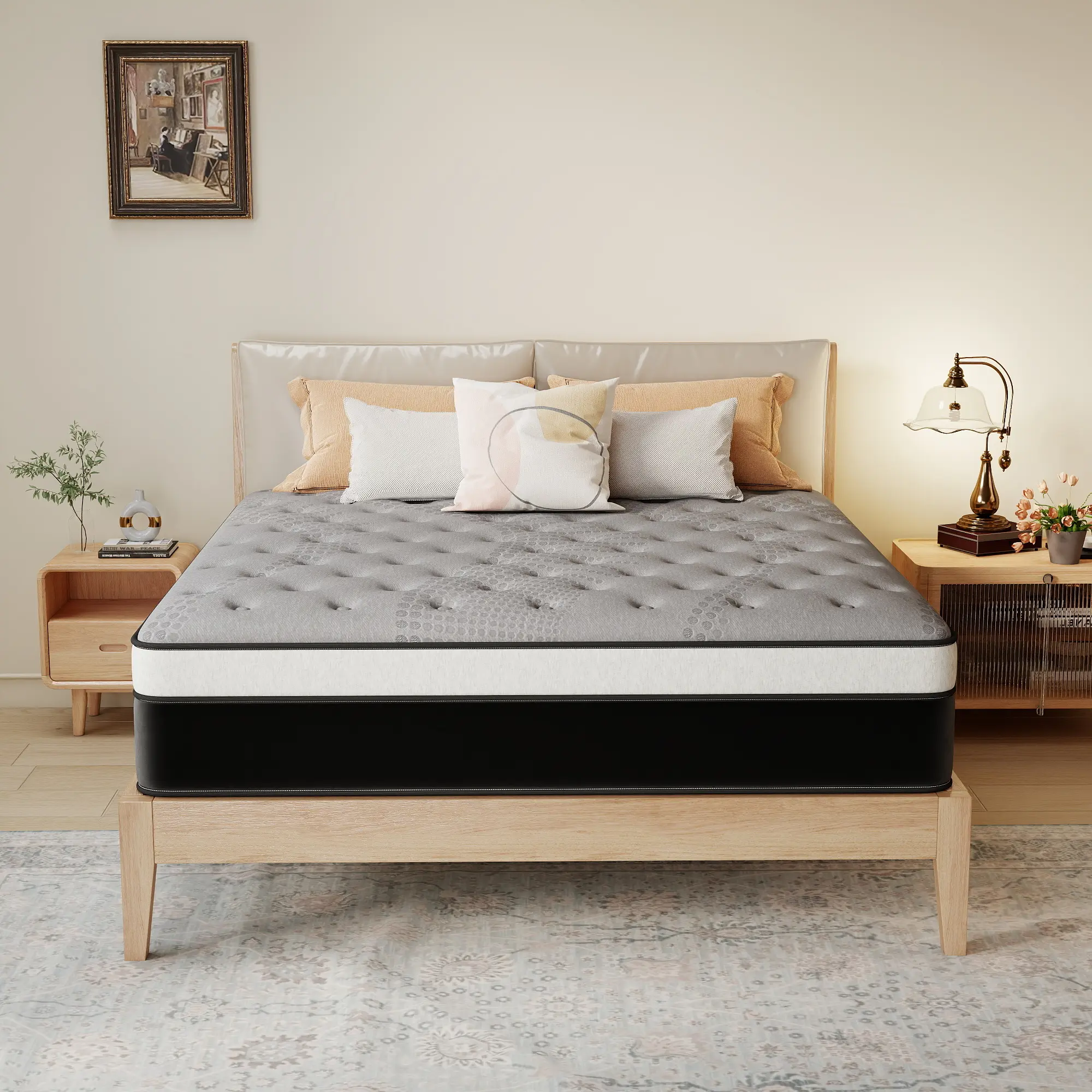 Queen Size,12 Inch Medium Firm Hybrid Mattress with Cooling Gel Memory Foam Pressure Relief,Mattress in a Box