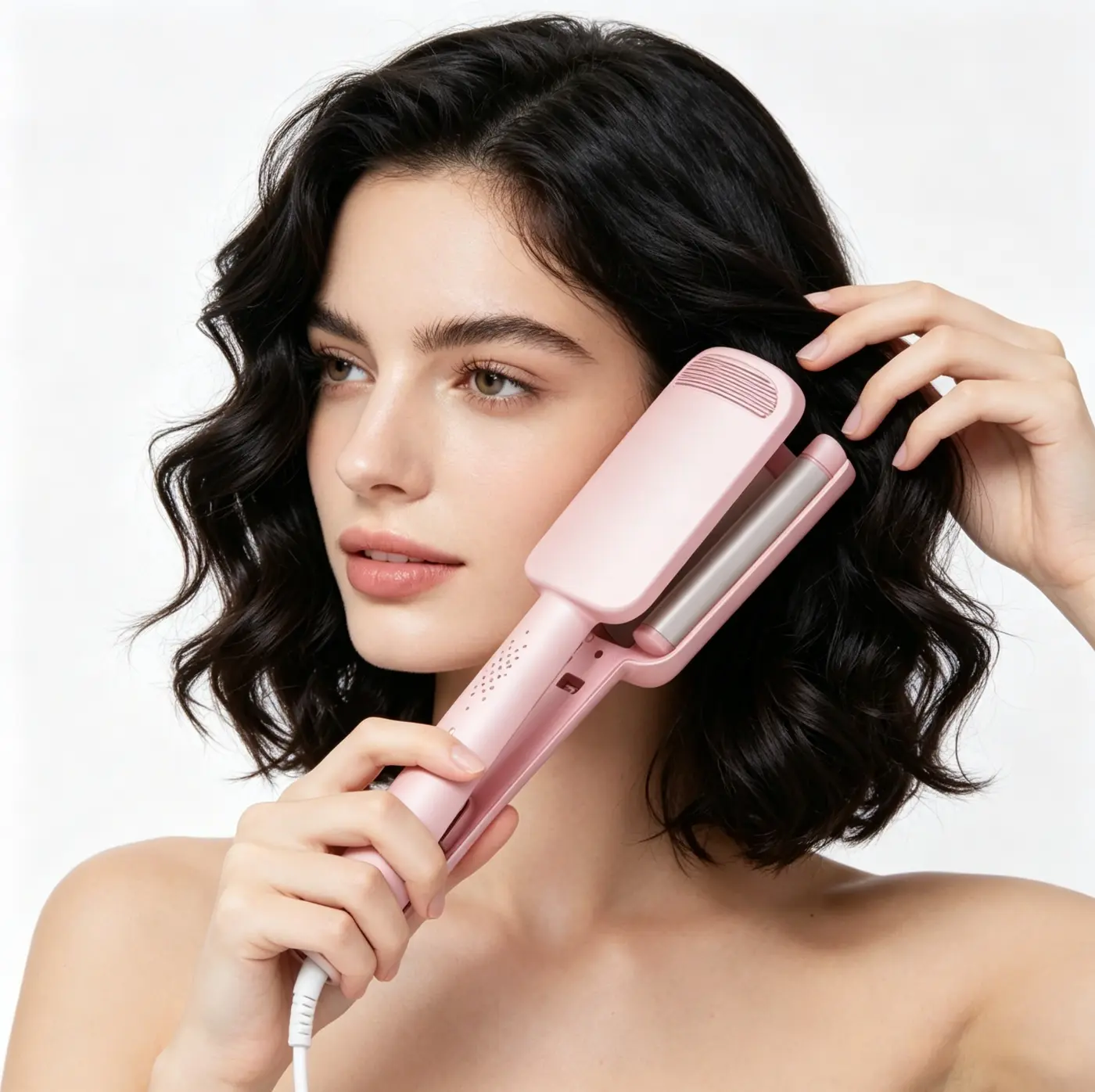 Deep Beach Wave & Curling Iron, Ionic Wave Hair Curler Tool, Ceramic 3-Barrel Curling Wand for Short Hair Women