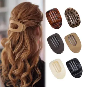 6-Pack Acrylic Flat Hair Clips – No-Crease Barrettes for Women & Girls, Strong Hold Matte Claw Clips for Thick & Thin Hair, Trendy Work, Party & Travel Accessory Set