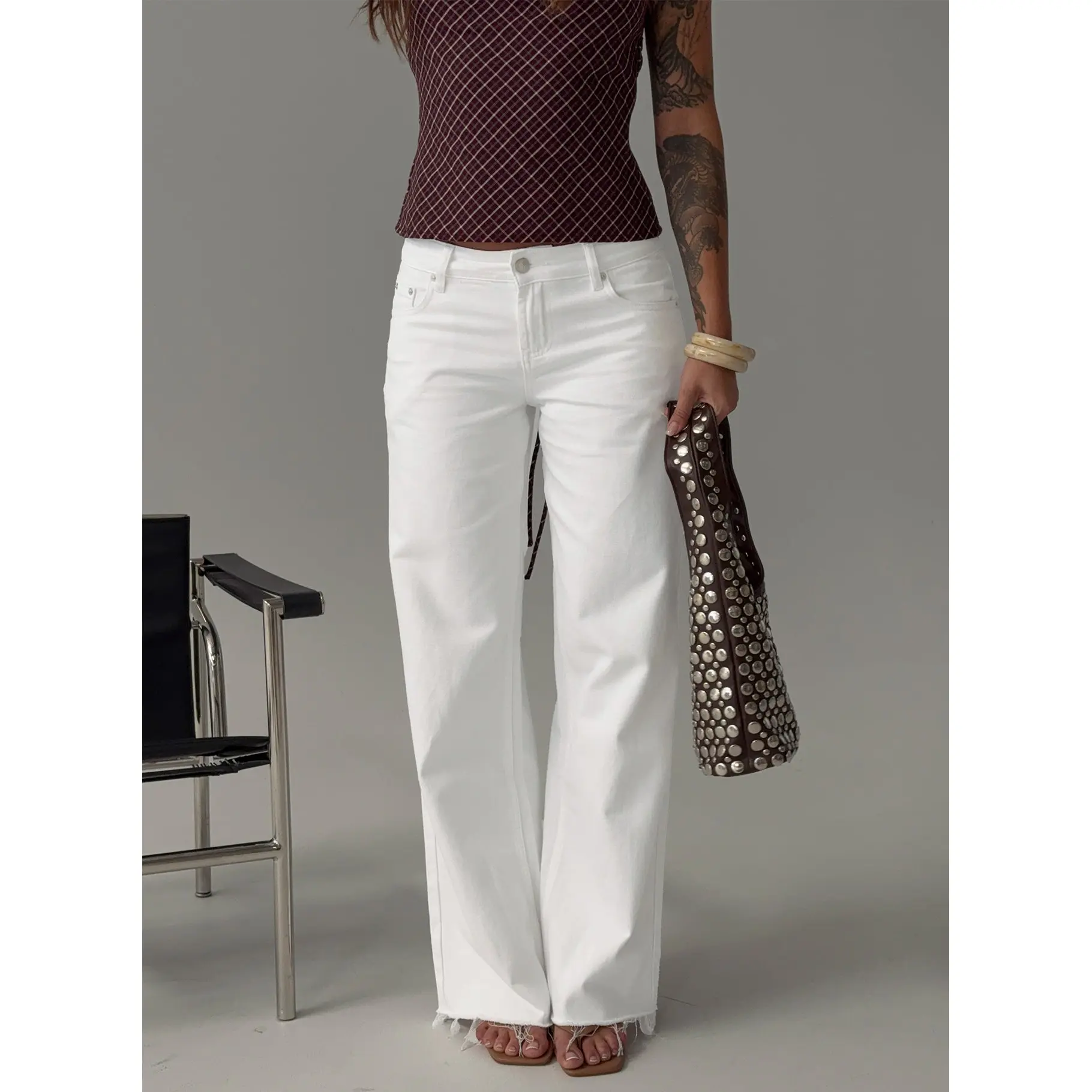 Sabryna Low Rise Straight Leg Jeans White