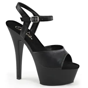 Pleaser Kiss-209 Womens Sandals in Black Vegan Leather